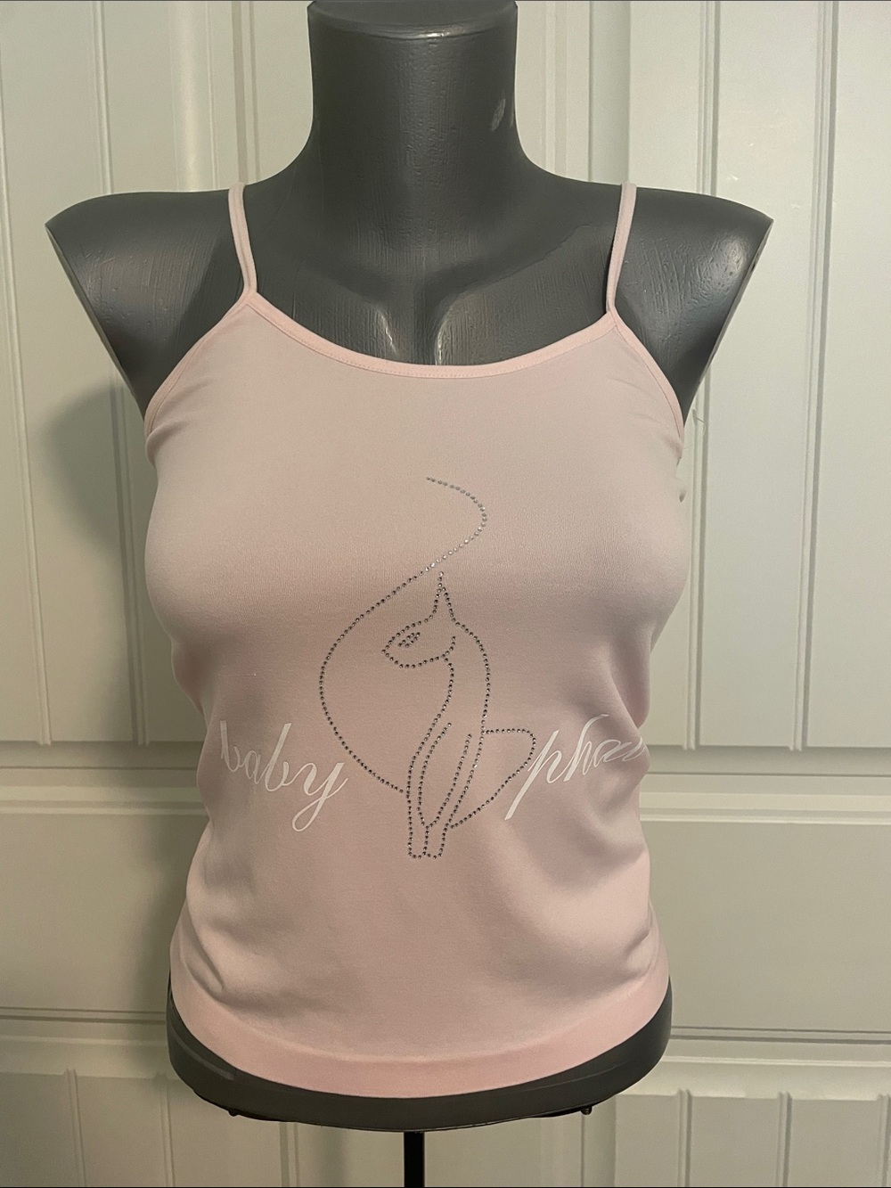 Baby Phat Light Pink Rhinestone Script Camisole